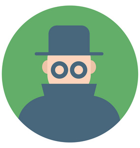 情报官间谍颜色隔离矢量图标,可以方便地修改或编辑照片