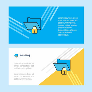 锁定文件夹抽象企业业务横幅模板水平广告业务横幅。