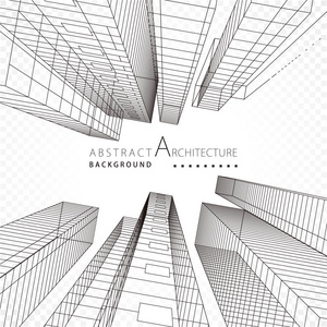 三维插图建筑透视线现代城市建筑抽象背景设计.照片