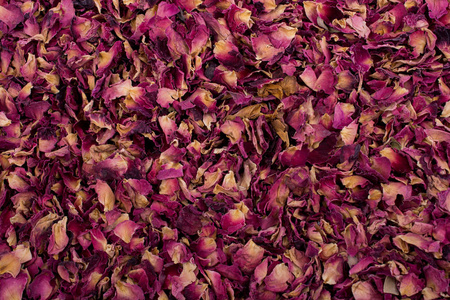 玫瑰花瓣干燥背景为凉茶