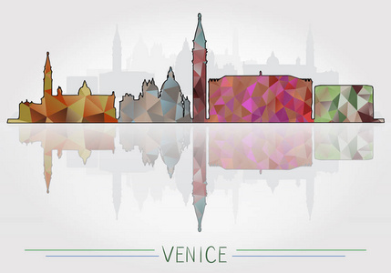 威尼斯城市背景与城市风景剪影