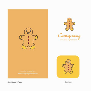 圣诞饼干公司标志应用图标和飞溅页面设计。 创意商业应用程序设计元素