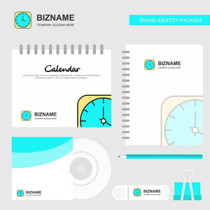 时钟标志日历模板CD封面日记和USB品牌固定包装设计矢量模板