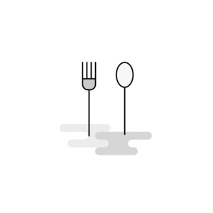 叉子和勺子网络图标。 平线填充灰色图标矢量