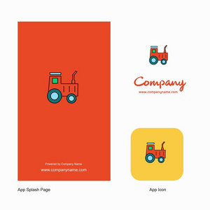 拖拉机公司标志应用图标和飞溅页面设计。创意商业应用程序设计