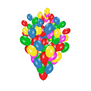在白色背景上隔离的矢量逼真气球的颜色组合。气球被隔绝。生日贺卡或其他设计