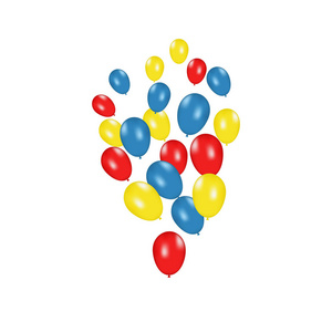 在白色背景上隔离的矢量逼真气球的颜色组合。气球被隔绝。生日贺卡或其他设计