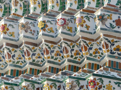 泰国寺庙装饰复古墙背景