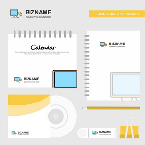 电脑标志日历模板CD封面日记，USB品牌固定包装设计矢量模板