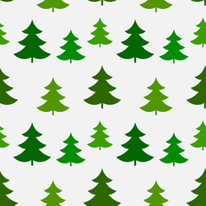 圣诞树，绿色无缝森林图案。 矢量图。