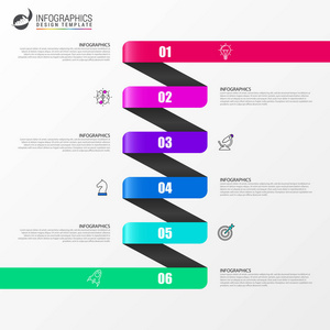 信息设计模板。 创意概念有6个步骤。 可用于工作流布局图横幅Web设计。 矢量插图