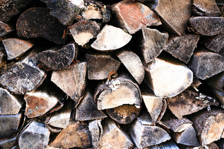壁炉用粗木材储存背景近景