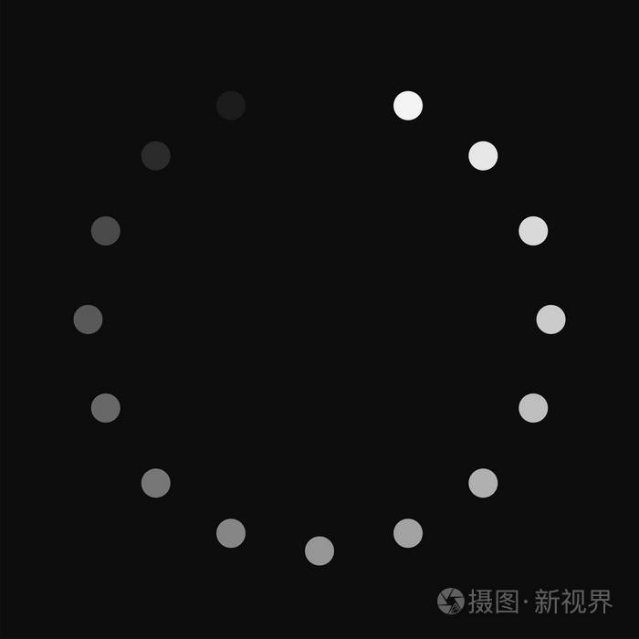 圆形下载标志隔离在黑色背景上. 加载图标. 数据加载条. 矢量图