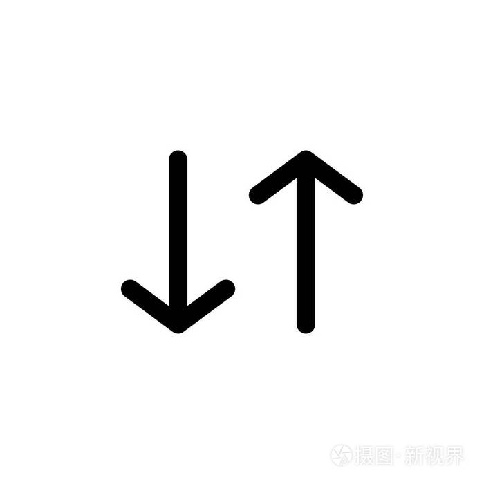 上下箭头图标移动概念和网络应用程序的旅行图标元素详细的上下箭头