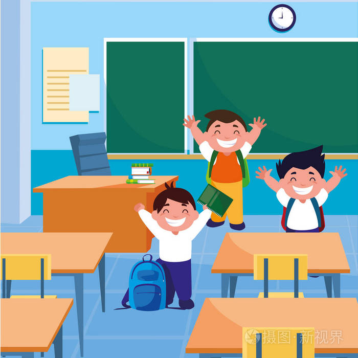 小学生们在教室里