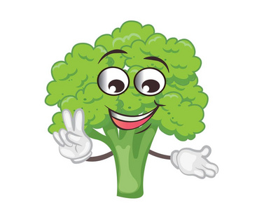 可爱的西兰花角色. 卡通矢量插图照片