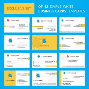 一套12部智能手机创意总线卡模板。 可编辑的创意标志和名片背景