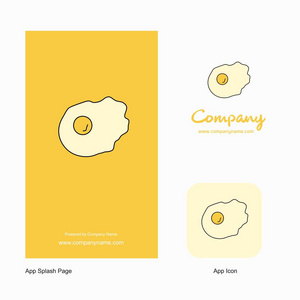 煎蛋公司标志应用图标和飞溅页面设计。 创意商业应用程序设计元素