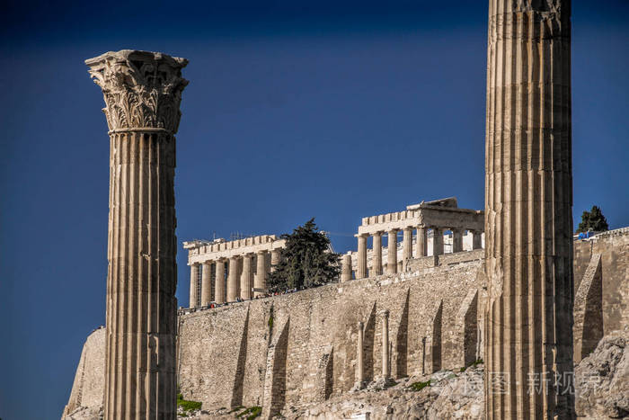 雅典卫城希腊与帕特农神庙. 著名的旧帕特农神庙是雅典的主要地标.
