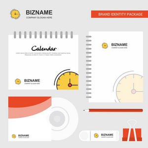 时钟标志日历模板CD封面日记和USB品牌固定包装设计矢量模板