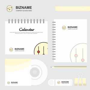 设置标志日历模板CD封面日记和USB品牌固定包装设计矢量模板