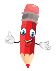 铅笔人物可爱的铅笔人物卡通.矢量图照片