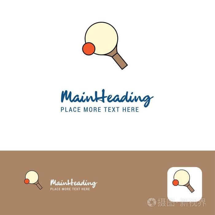 创意乒乓球拍logo设计平面颜色标志位置的标签线矢量图解