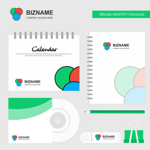 圆圈标志日历模板CD封面日记，USB品牌固定包装设计矢量模板