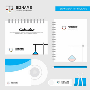 天秤座标志日历模板CD封面日记，USB品牌固定包装设计矢量模板
