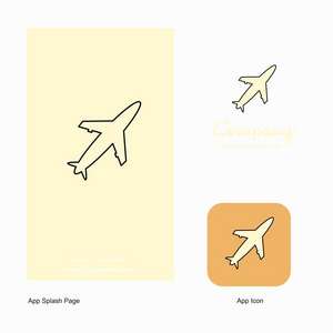 飞机公司标志应用图标和飞溅页面设计。 创意商业应用程序设计元素