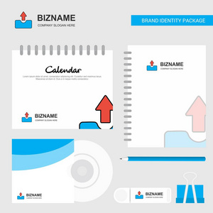 上传标志日历模板CD封面日记，USB品牌固定包装设计矢量模板