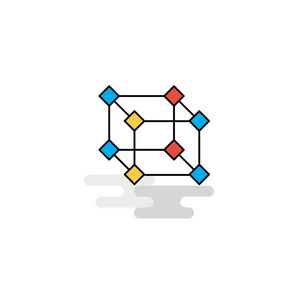 平面立方体图标。 矢量