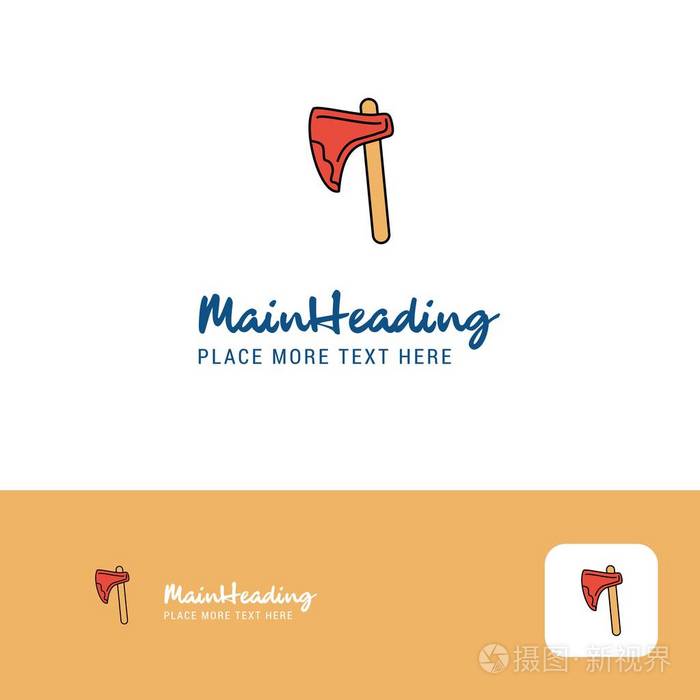 创意斧头标志设计. 平色标志位置的标签. 矢量插图