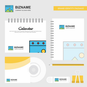 图像标志日历模板CD封面日记和USB品牌固定包装设计矢量模板
