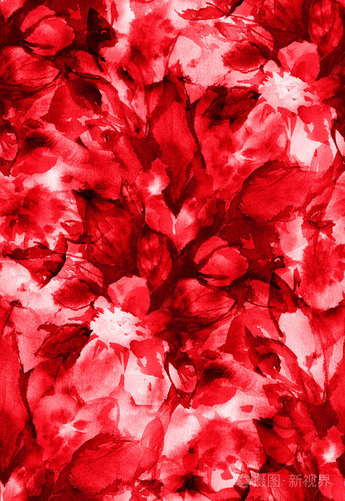 红色水彩装饰花图案背景