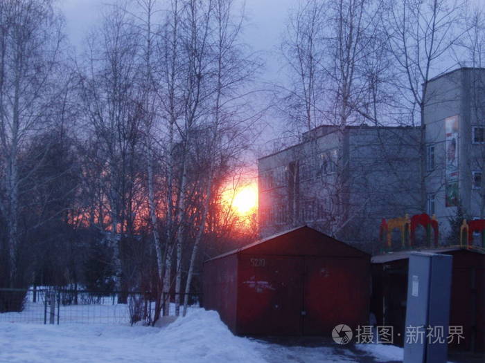 冬天寒冷的温度建筑外部树建筑结构裸露的自然植物天空没有