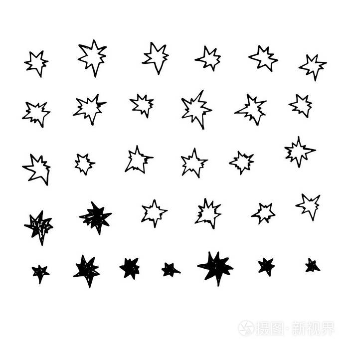 矢量手画火花小爆炸或爆炸