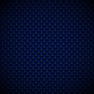 抽象豪华蓝色几何方格图案设计，深色背景上有金色圆点..奢华的质感。碳金属表面。矢量图