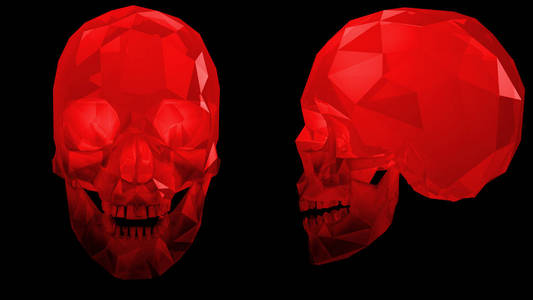 水晶头骨插图红色