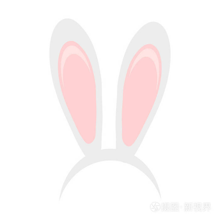 复活节兔子耳朵面具手绘矢量插图. 兔耳弹簧帽设置在白色背景上.