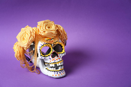 s Day of the Dead on color background