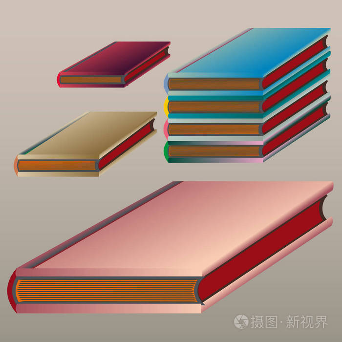 一堆五颜六色的书. 矢量图