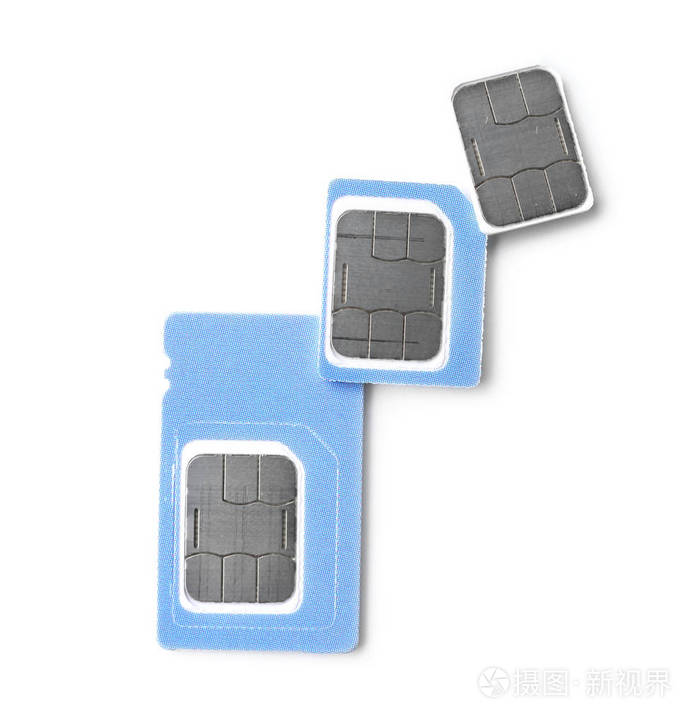 白色背景上不同的sim卡