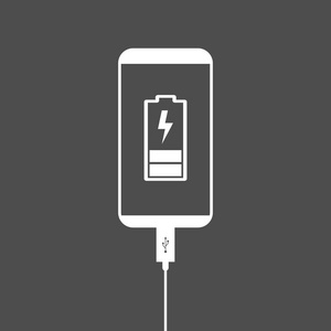 手机充电矢量图智能手机电池负载图标. 矢量图平面图照片