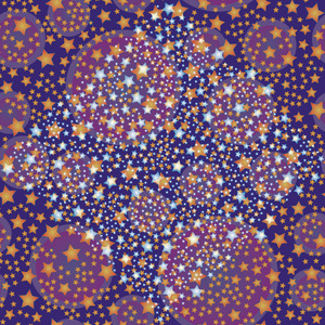 抽象几何彩色图案与星星为背景。