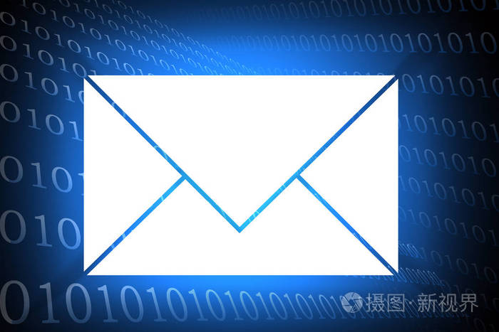 蓝色背景三维插图的抽象电子邮件设计