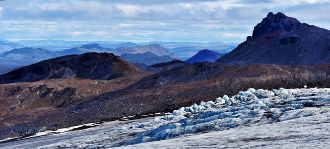 冰岛vatnajokull国家公园Kverkfjoll山Massif和Glassier全景