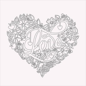 单色矢量浪漫爱情插图在素描风格. 情人节卡片照片