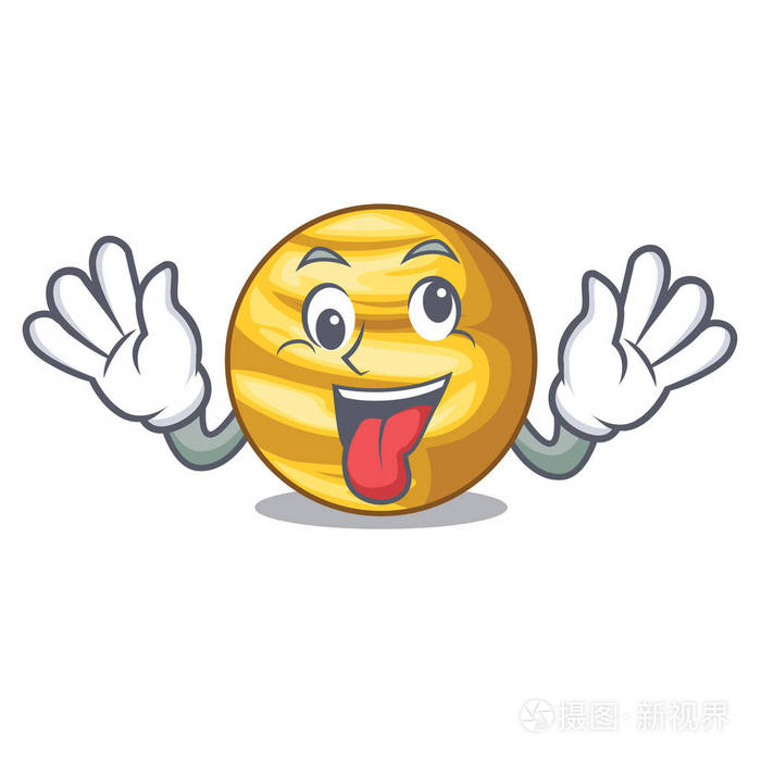 疯狂行星金星与吉祥物矢量插图隔离