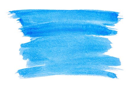 抽象蓝色水彩手绘在纸上。